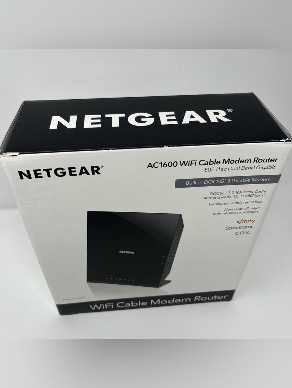 NETGEAR AC1600 Wifi Cable Modem Router C6250 - Black (C6250-100NAS) -Open Box
